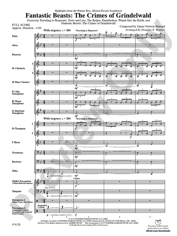 Fantastic Beasts: The Crimes of Grindelwald - Concert Band Conductor Score & Parts (Digital Download)
