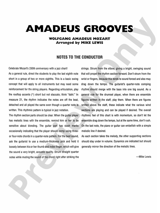 Amadeus Grooves - Jazz Ensemble Conductor Score & Parts (Digital Download)