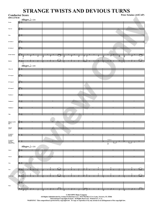 Strange Twists and Devious Turns - Full Orchestra Conductor Score & Parts (Digital Download)