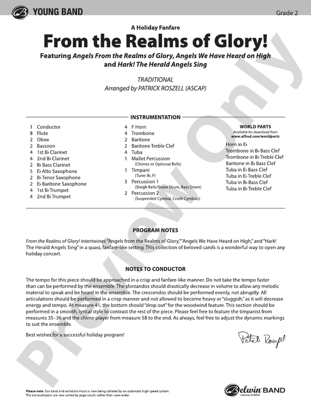 From the Realms of Glory! - Concert Band Conductor Score & Parts (Digital Download)