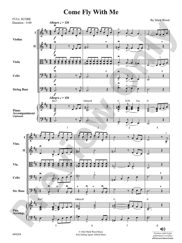 Come Fly with Me - String Orchestra Conductor Score & Parts (Digital Download)