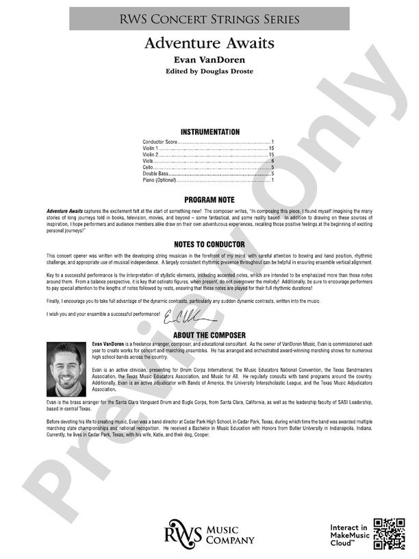 Adventure Awaits - String Orchestra Conductor Score & Parts (Digital Download)
