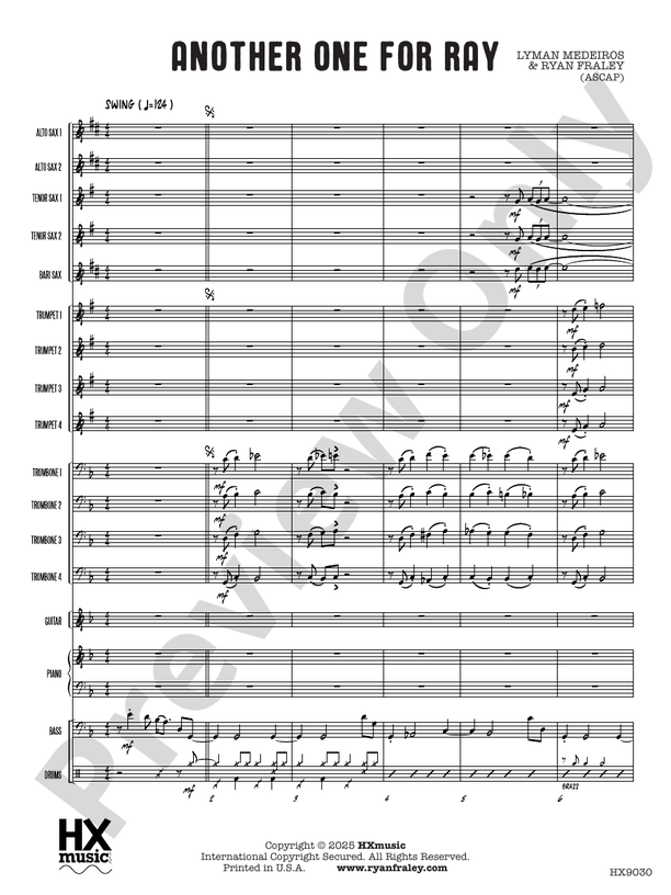 Another One for Ray – Jazz Ensemble Conductor Score & Parts (Digital Download)