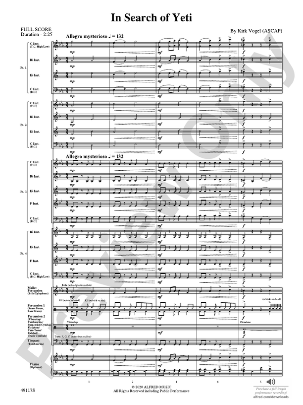 In Search of Yeti  (Flexible Arrangement) - Concert Band Conductor Score & Parts (Digital Download)