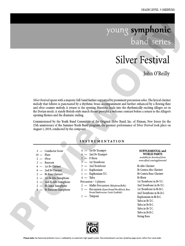 Silver Festival - Concert Band Conductor Score & Parts (Digital Download)