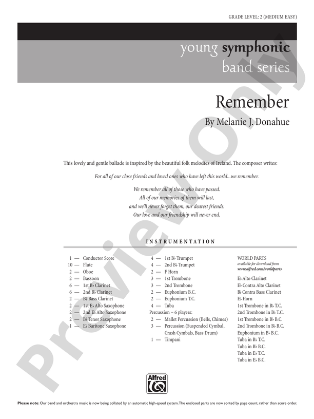 Remember - Concert Band Conductor Score & Parts (Digital Download)