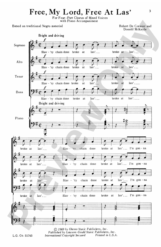 Free, My Lord, Free at Las' – SATB Choral Octavo (Digital Download)