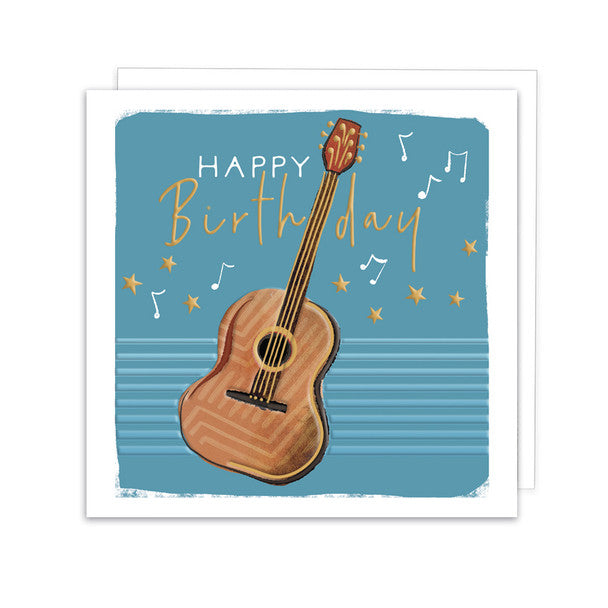Greeting Card - Happy Birthday Guitar and Notes