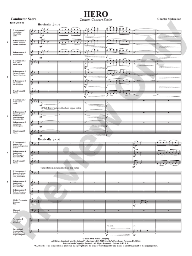Hero - Concert Band Conductor Score & Parts(Digital Download)