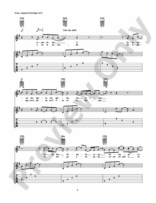 Rayando el Sol - Guitar TAB (Digital Download)