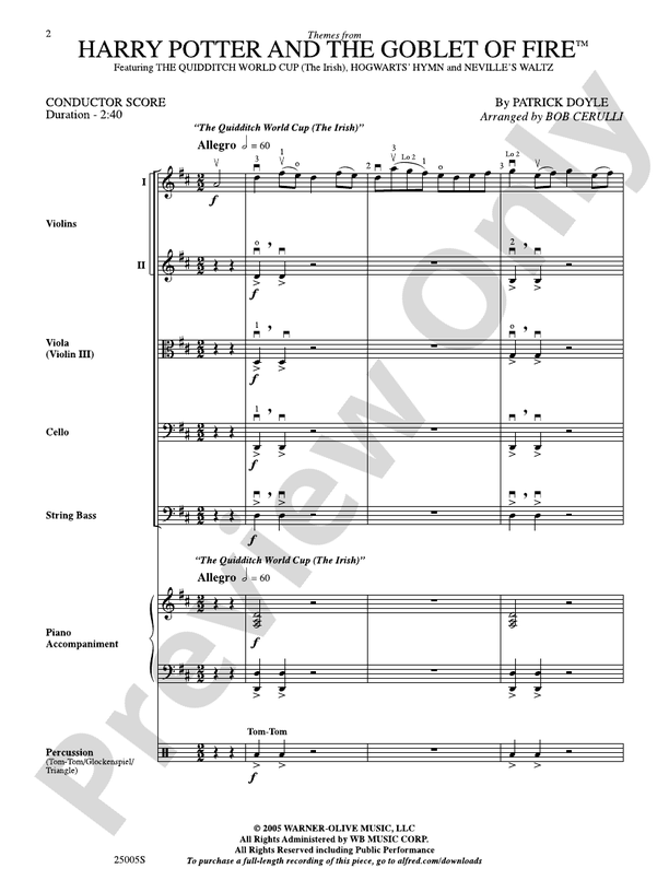 Harry Potter and the Goblet of Fire,™ Themes from – String Orchestra Conductor Score & Parts (Digital Download)