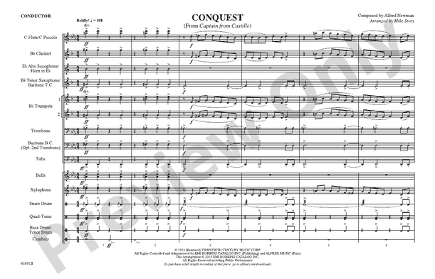 Conquest (from Captain from Castille) – Marching Band Conductor Score & Parts (Digital Download)