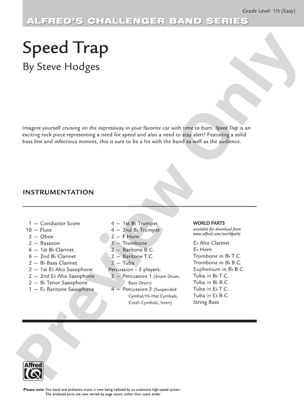 Speed Trap - Concert Band Conductor Score & Parts (Digital Download)
