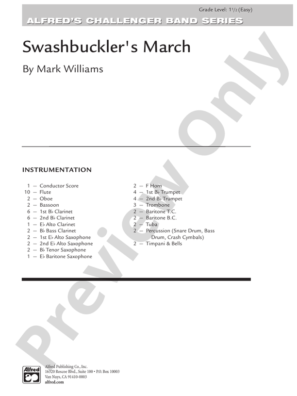 Swashbuckler's March - Concert Band Conductor Score & Parts (Digital Download)