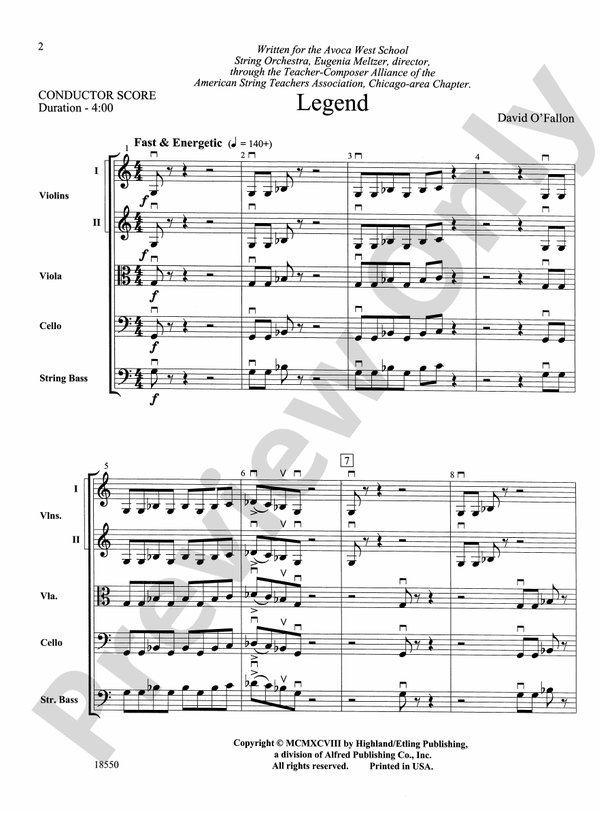 Legend – String Orchestra Conductor Score & Parts (Digital Download)