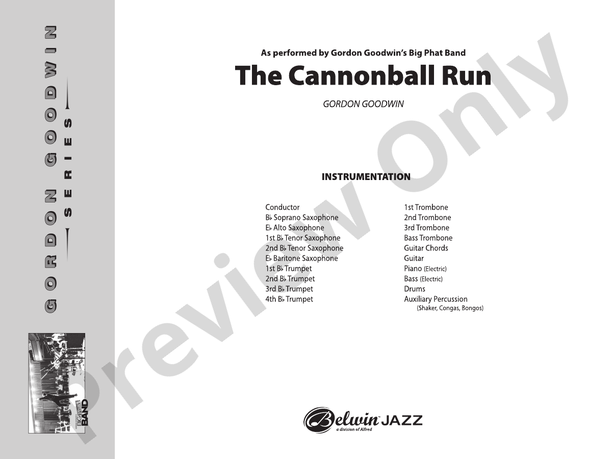 The Cannonball Run - Jazz Ensemble Conductor Score & Parts(Digital Download)