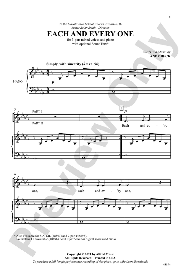 Each and Every One – 3-Part Mixed Choral Octavo (Digital Download)
