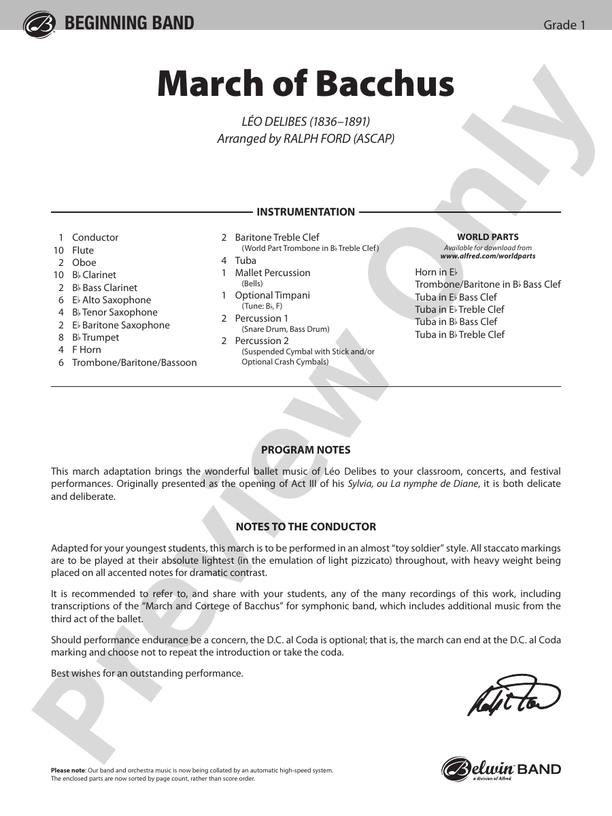 March of Bacchus - Concert Band Conductor Score & Parts (Digital Download)