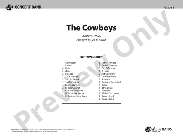 The Cowboys (Grade 3) - Concert Band Conductor Score & Parts (Digital Download)