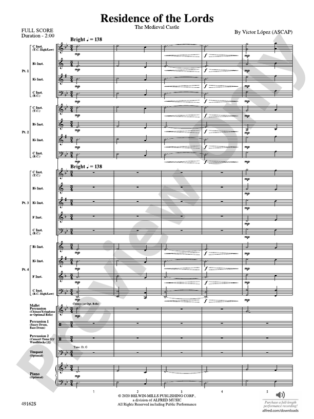 Residence of the Lords (Flexible Arrangement) - Concert Band Conductor Score & Parts (Digital Download)