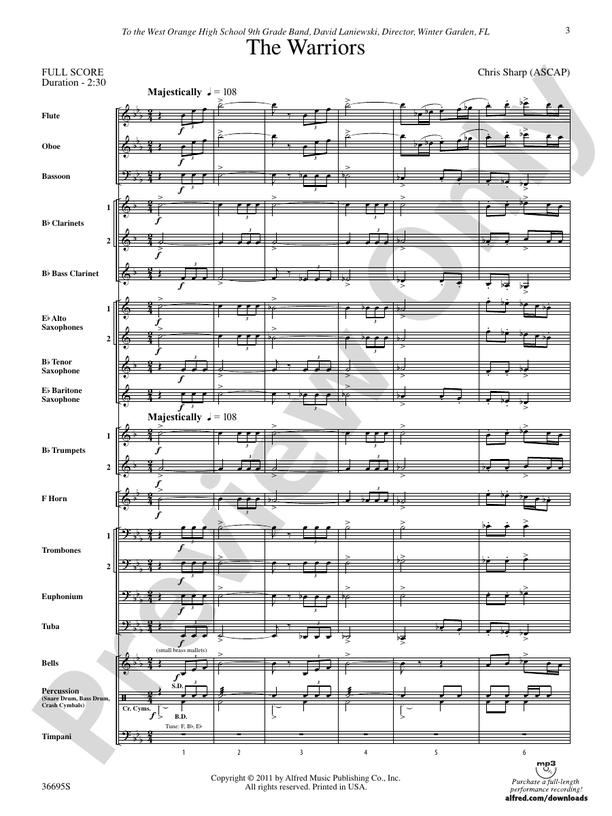 The Warriors - Concert Band Conductor Score & Parts (Digital Download)