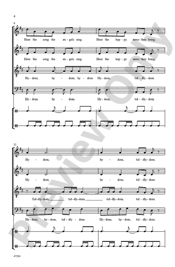 Hydom, Tiddlydom – SATB, a cappella Choral Octavo - Digital Sheet Music Download (Digital Download)
