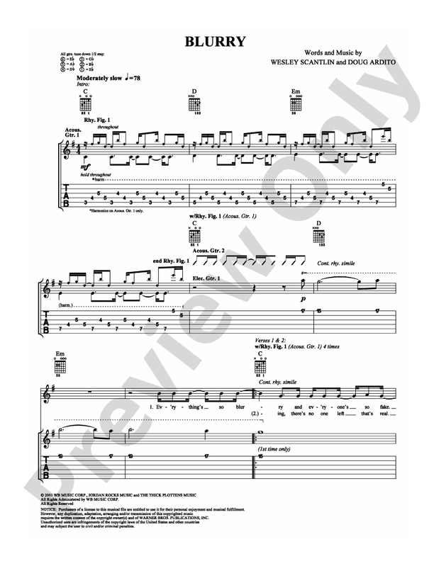 Blurry - Guitar TAB (Digital Download)