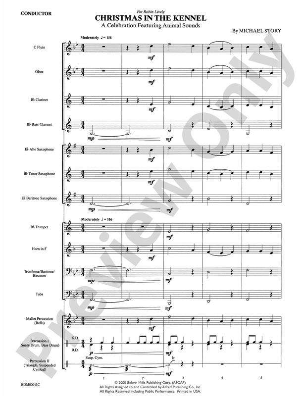 Christmas in the Kennel - Concert Band Conductor Score & Parts (Digital Download)