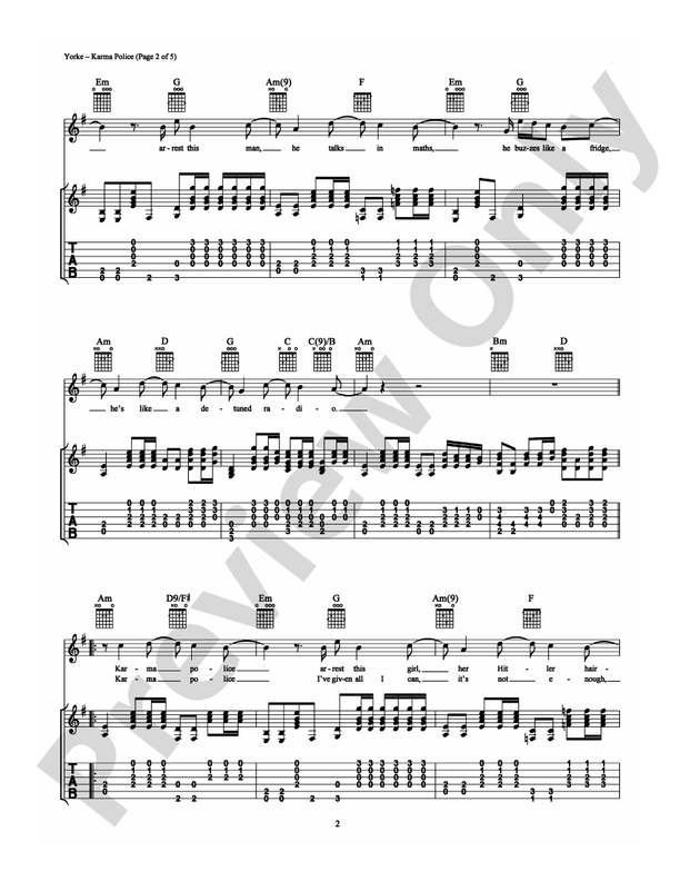 Karma Police - Guitar TAB (Digital Download)