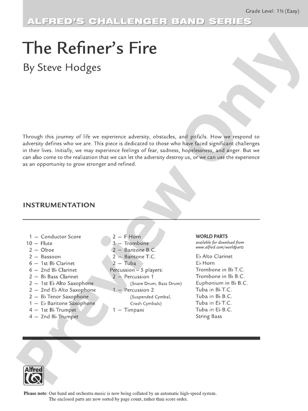 The Refiner's Fire - Concert Band Conductor Score & Parts (Digital Download)