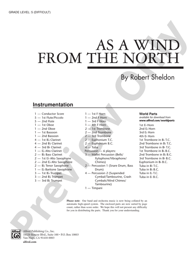 As a Wind from the North - Concert Band Conductor Score & Parts (Digital Download)