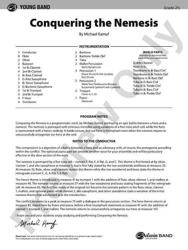 Conquering the Nemesis - Concert Band Conductor Score & Parts (Digital Download)
