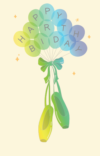 Greeting Card - Happy Birthday Rainbow Ballet Shoes