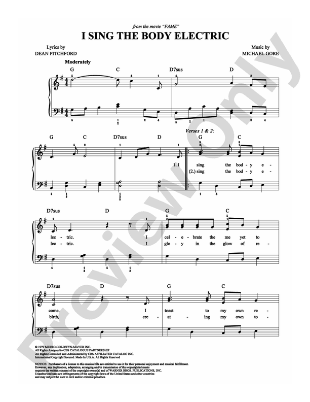 I Sing the Body Electric - Easy Piano (Digital Download)