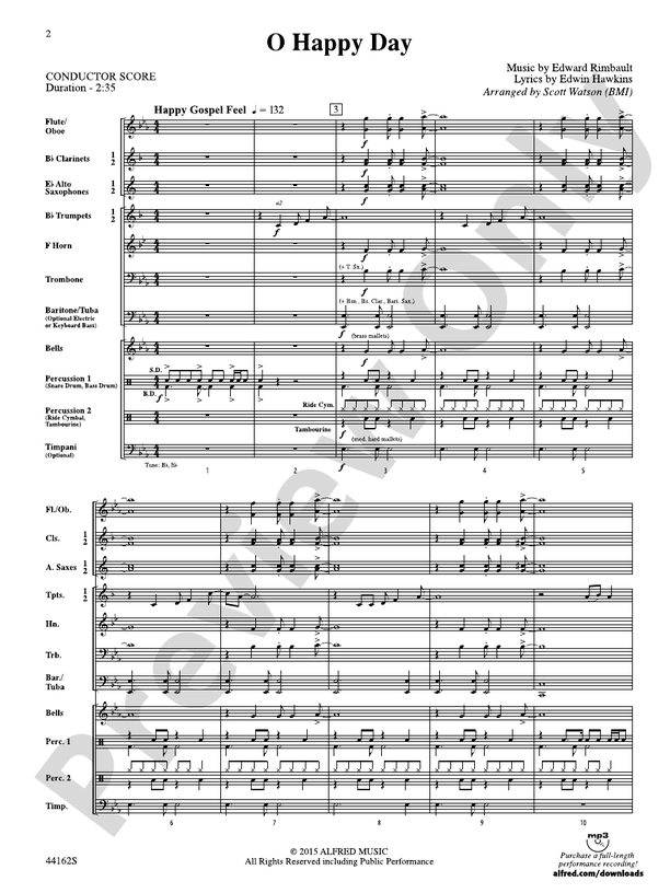 O Happy Day - Concert Band Conductor Score & Parts (Digital Download)