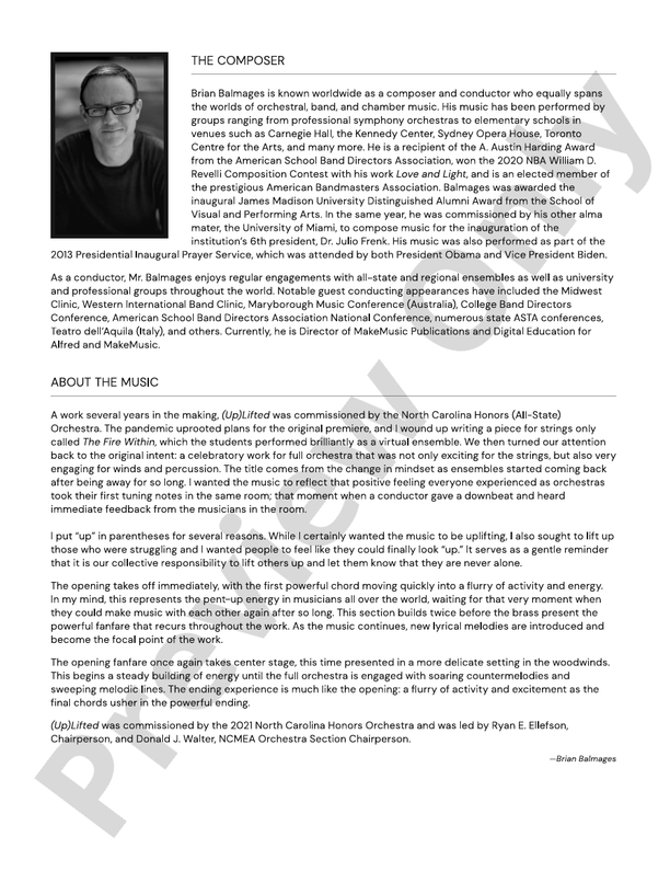 (Up)Lifted – Full Orchestra Conductor Score & Parts (Digital Download)