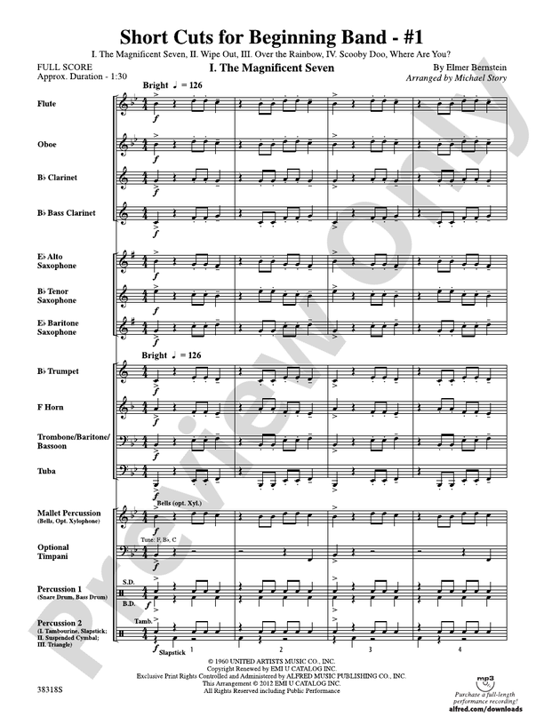 Short Cuts for Beginning Band -- #1 - Concert Band Conductor Score & Parts (Digital Download)