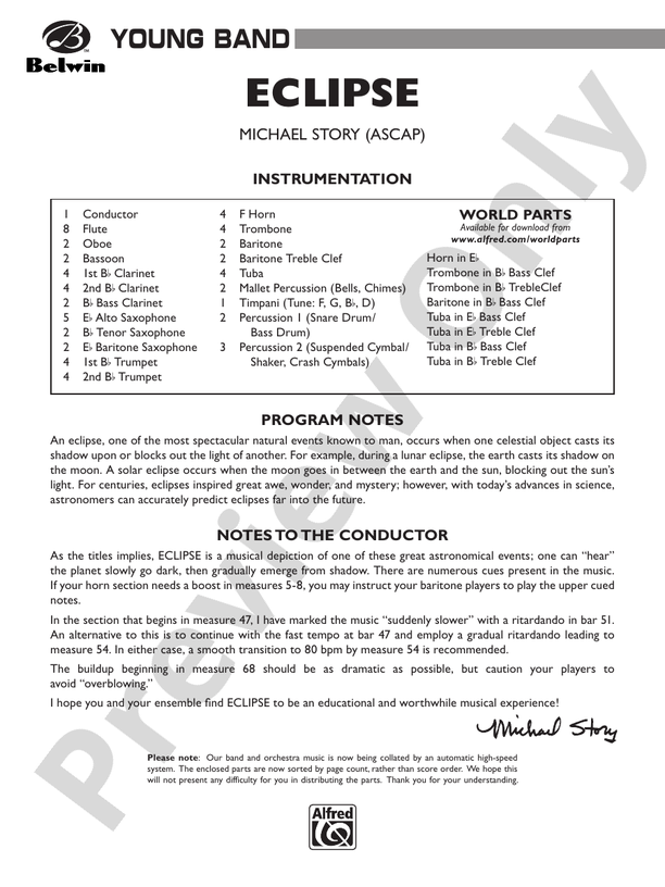 Eclipse - Concert Band Conductor Score & Parts (Digital Download)