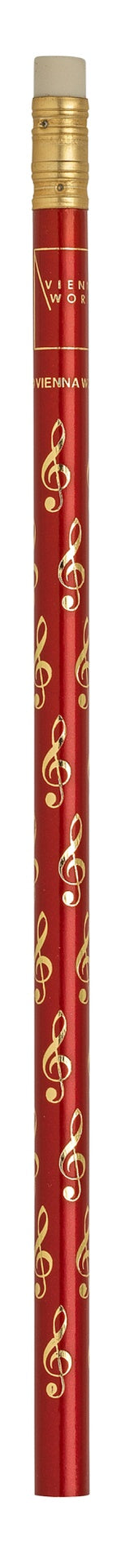 Pencil Red with Gold Treble Clefs