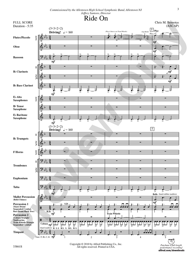 Ride On - Concert Band Conductor Score & Parts (Digital Download)