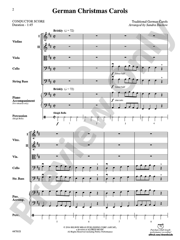German Christmas Carols - String Orchestra Conductor Score & Parts (Digital Download)