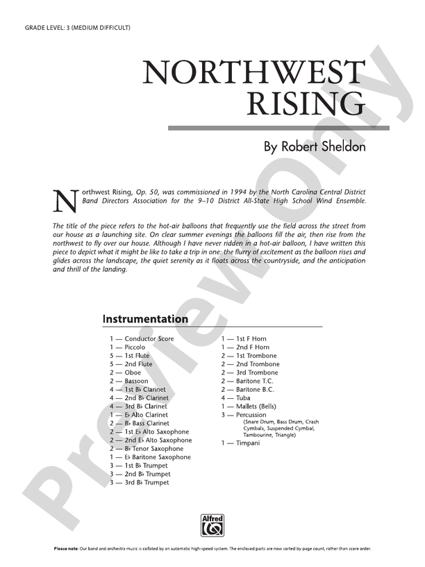 Northwest Rising - Concert Band Conductor Score & Parts (Digital Download)
