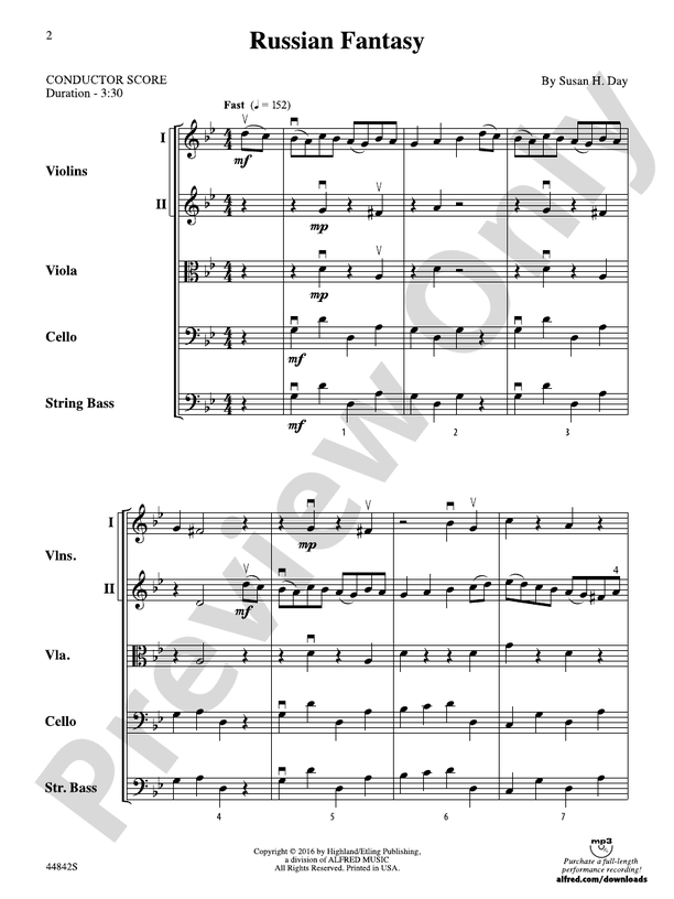 Russian Fantasy - String Orchestra Conductor Score & Parts (Digital Download)