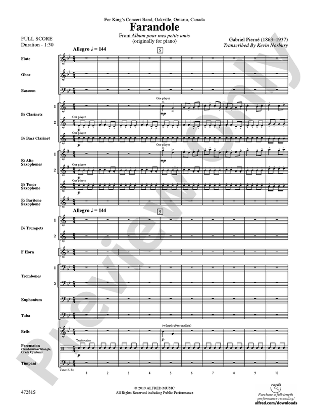 Farandole - Concert Band Conductor Score & Parts (Digital Download)