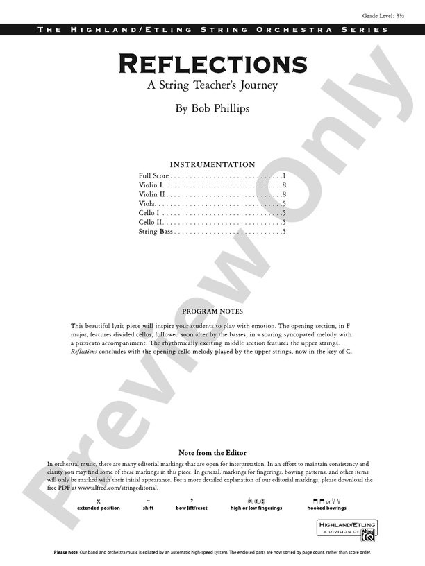 Reflections - String Orchestra Conductor Score & Parts (Digital Download)