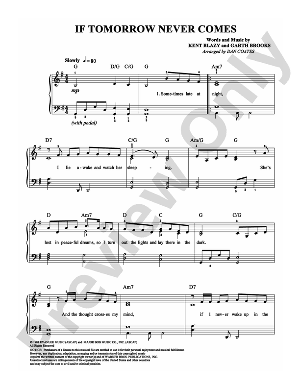 If Tomorrow Never Comes - Arr. Dan Coates - Easy Piano (Digital Download)