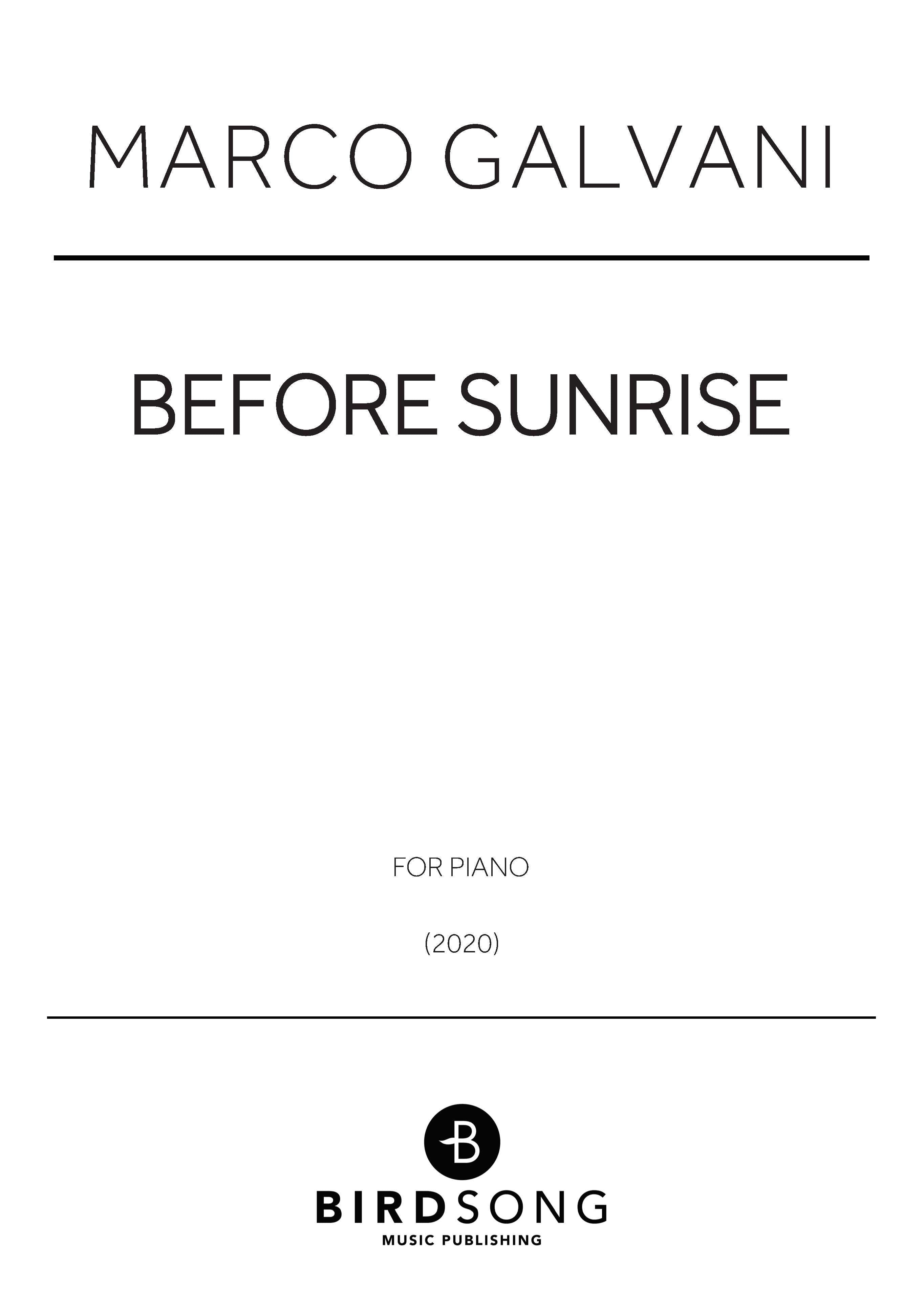Galvani - Before Sunrise - Piano Solo (Digital Download)