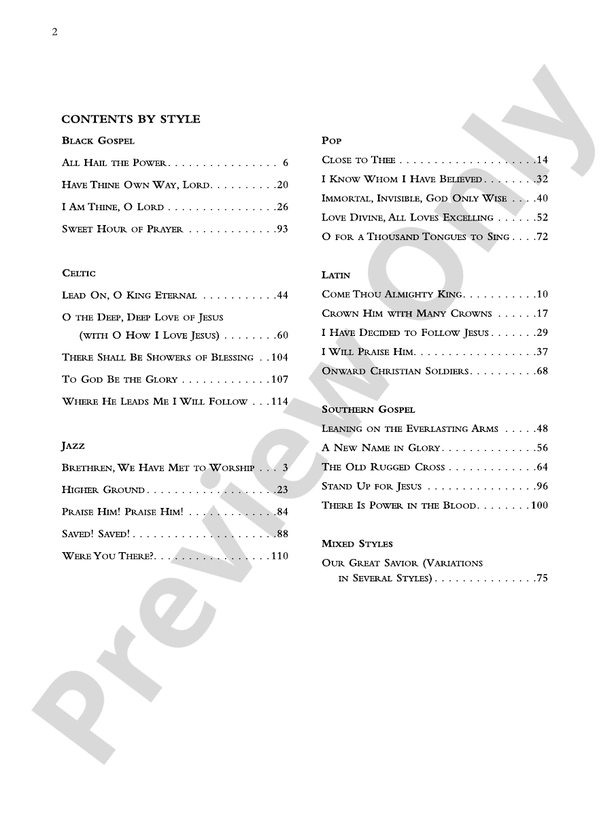 Sunday Morning Styles Companion: 30 Favorite Selections Arranged in Various Styles - Piano (Digital Download)