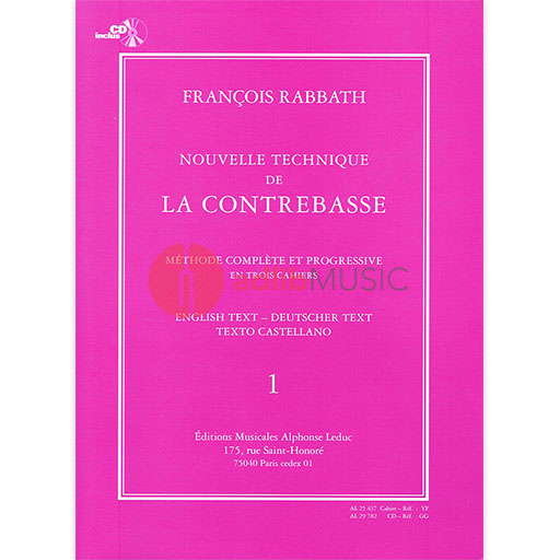 NEW TECHNIQUE FOR THE DOUBLE BASS VOL 1 BK/CD - RABBATH - DOUBLE BASS - LEDUC