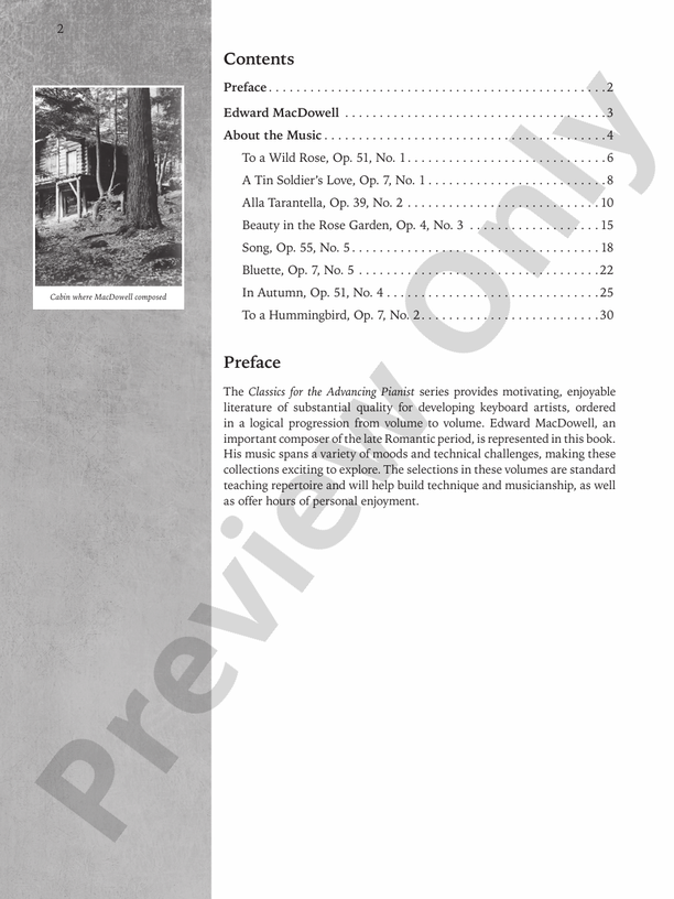 MacDowell - Classics for the Advancing Pianist: Edward MacDowell, Book 1: Intermediate to Late Intermediate Repertoire - Piano (Digital Download)